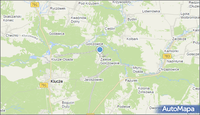 mapa Zalesie Golczowskie, Zalesie Golczowskie na mapie Targeo